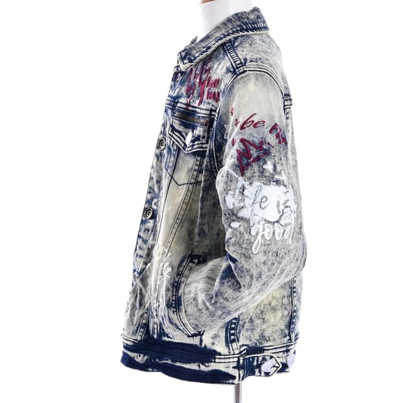 BOYS’ VINTAGE GRAPHIC BIKER JACKET - Picture 2 of 5